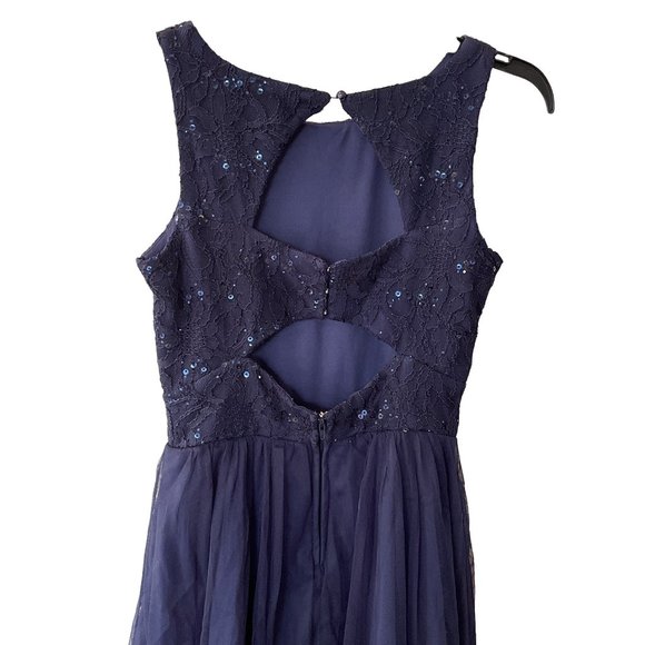 Speechless Party dress cut out sleeveless flare tulle sequins size Junior 5 Blue - Picture 13 of 16